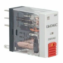 Реле миниатюрное промышленное, 2CO, коммутируемый ток 8 А, AgSnO, напряжение 230V AC, опция – тест-кнопка+светодиод