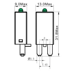 Модуль индикации, LED зелёный, 6-24V AC/DC