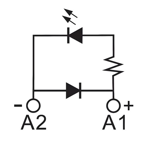 Модуль индикации и защиты, LED зеленый+диод A1+, 110-240V DC