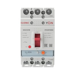Выключатель автоматический YON max MGS125B 3P 64-80А 18кА с регулируемым термомагнитным расцепителем