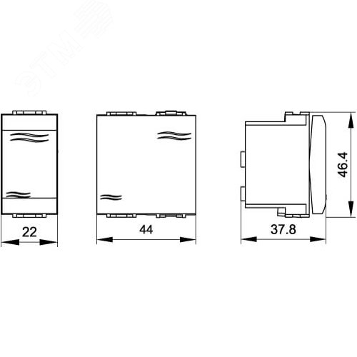 Выключатель одноклавишный, 2 модуля, белый