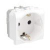 BRAVA Розетка 2 модуля с заземлением со шторками  белая