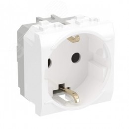 BRAVA Розетка 2 модуля с заземлением со шторками  белая