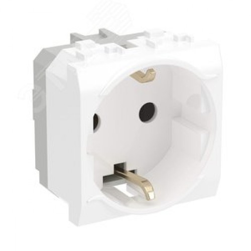 BRAVA Розетка 2 модуля с заземлением со шторками  белая