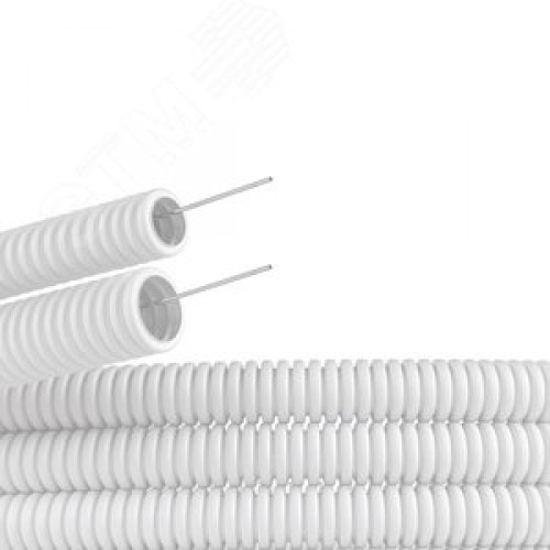 Труба ПЛЛ гибкая гофрированная не содержит галогенов 20мм ПВ-0 с протяжкой (100м) белая