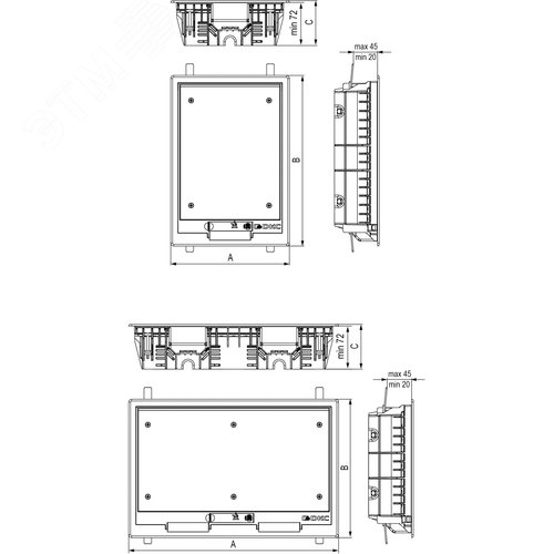 Лючок напольный c изменяемой глубиной 8 модулей