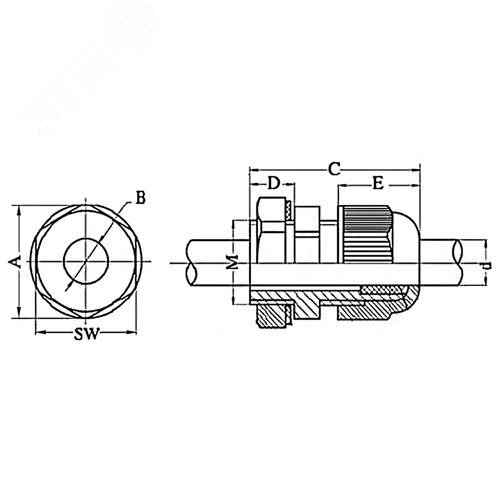 Сальник PG-21 диаметр кабеля 13-18 IP68