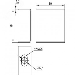 Кронштейн потолочный PL 60х70 облегченный для подвеса лотка