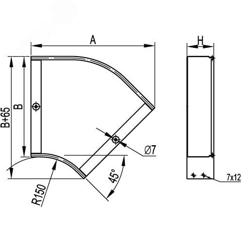 Угол CPO 45 горизонтальный 45 градусов 100х50 в комплекте крепежные элементы соединительные пластины
