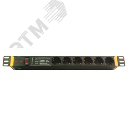 Блок розеток для 19' шкафов 6 розеток Schuko защита от перенапряжения