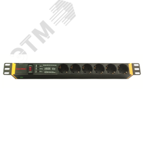 Блок розеток для 19' шкафов 6 розеток Schuko защита от перенапряжения