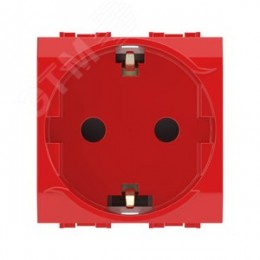BRAVA Розетка 2 модуля с заземлением со шторками  красная (10 шт)