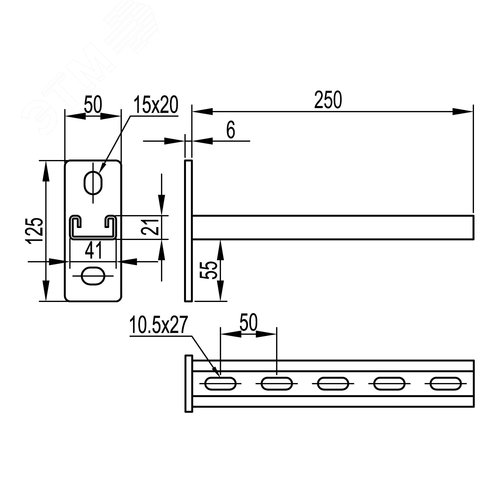 Консоль основание 200 мм одиночная