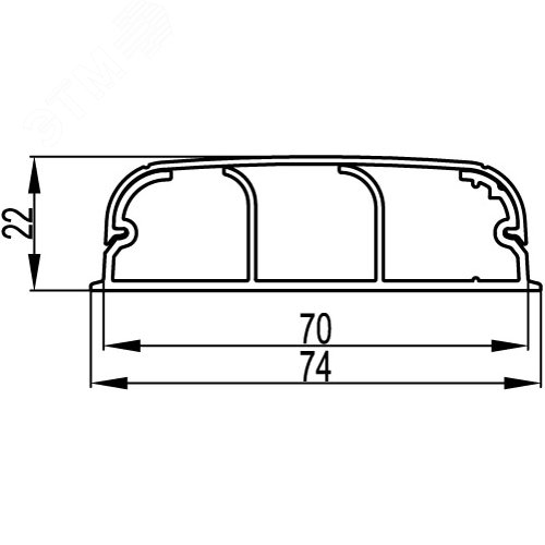 Кабель-канал 70х22 плинтусный треxсекционный с крышкой IN-Liner FRONT