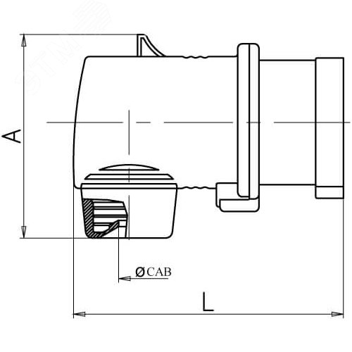 Вилка кабельная угловая IP44 16A 3P+E+N 400В