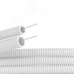 Труба ПЛЛ гибкая гофрированная не содержит галогенов 25мм ПВ-0 с протяжкой (50м) белая