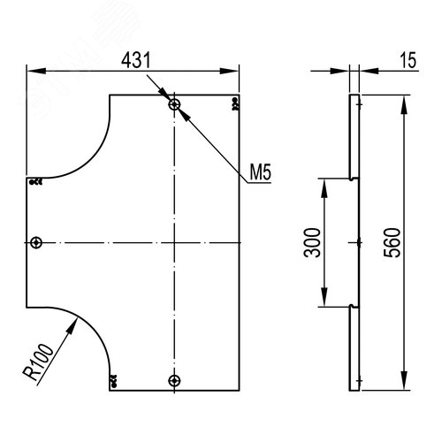 Крышка на ответвитель DPT Т-образный горизонтальный осн.300 в комплекте с метизами и пластинами PTCE