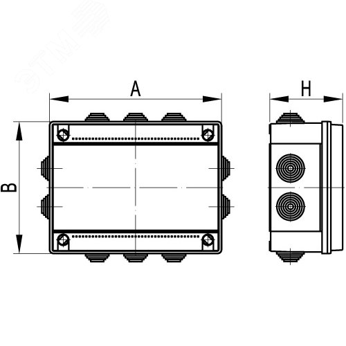 Коробка распределительная с кабельными вводами IP55 100х100х50мм (розница)