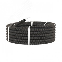 Труба ПНД гибкая гофр. д.20мм, лёгкая с протяжкой, 50м, цвет чёрный