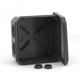 Коробка ответвительная с 8+2 кабельными вводами д.25/20 мм, IP55, 100х100х50 мм, черная