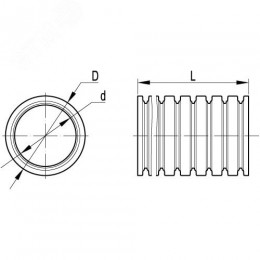 Труба гофрированная Dвн=6.8мм Dнар=10,1мм черная  полиамид 6