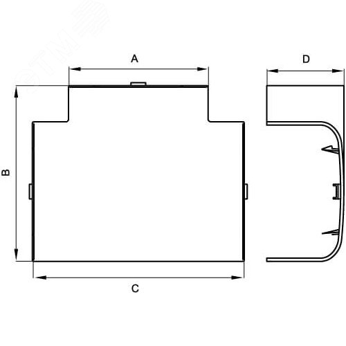 Угол плоский Т-образный 90х50 мм с разделителем IN-Liner FRONT