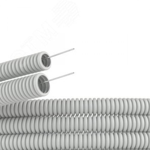 Труба гофрированная ПВХ 50 мм с протяжкой легкая серая (15м)