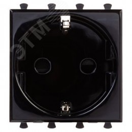 Avanti Розетка ''Черный квадрат'', 2P+E, с защитными шторками, 2 модульная