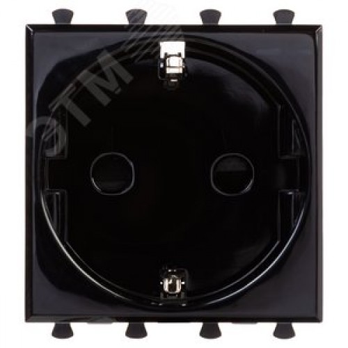 Avanti Розетка ''Черный квадрат'', 2P+E, с защитными шторками, 2 модульная