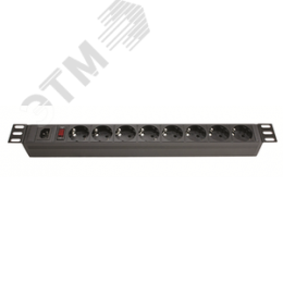 Блок розеток для 19дюймовых шкафов 8 розеток Schuko выключатель