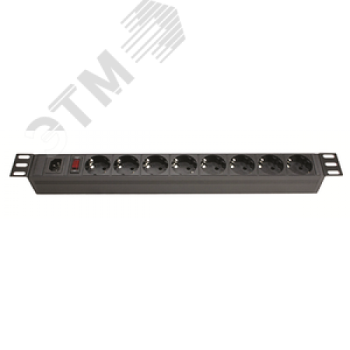 Блок розеток для 19дюймовых шкафов 8 розеток Schuko выключатель