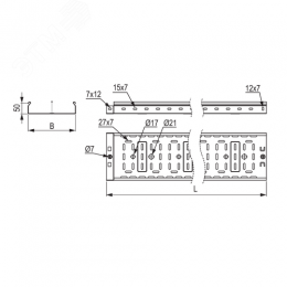 Лоток перфорированный 100х50х3000 0.6мм S3
