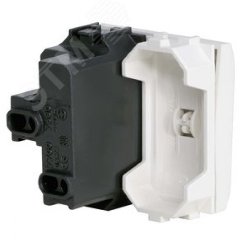 Выключатель одноклавишный, 2 модуля, белый