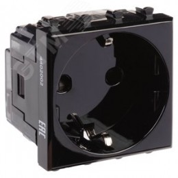 Avanti Розетка ''Черный квадрат'', 2P+E, с защитными шторками, 2 модульная