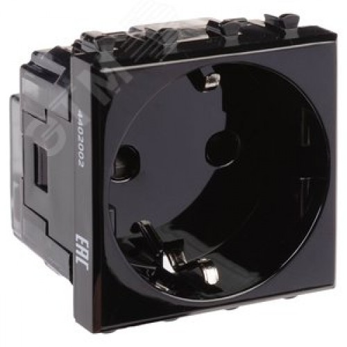 Avanti Розетка ''Черный квадрат'', 2P+E, с защитными шторками, 2 модульная