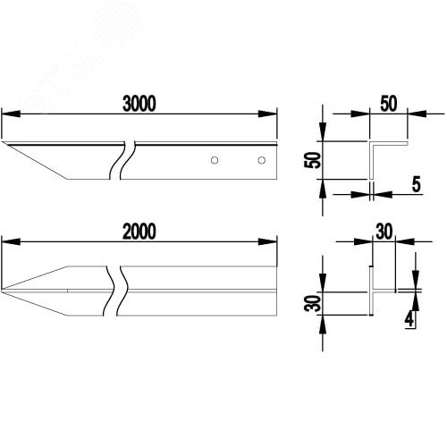 Заземлитель вертикальный из уголка 50х50х5 мм 3м