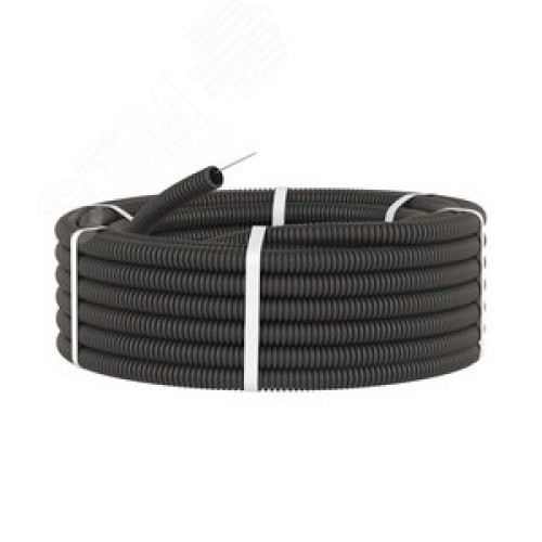 Труба ПВХ гибкая гофрированная д.20мм легкая с протяжкой 100м черный