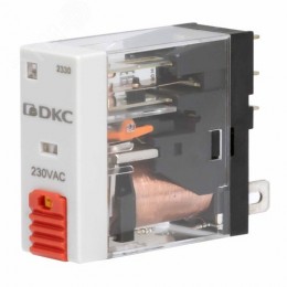 Реле миниатюрное промышленное, 1CO, коммутируемый ток 12 А, AgSnO, напряжение 230V AC, опция – тест-кнопка+светодиод