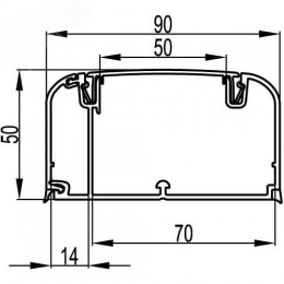 Кабель-канал 90x50 с перегородкой с боковой и фронтальной крышками IN-Liner FRONT