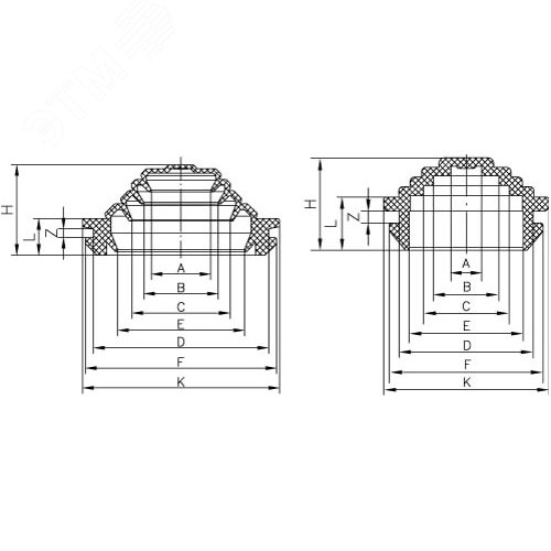 Ввод кабельный для труб IP55 диаметр 25мм