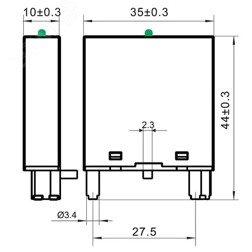 Модуль индикации и защиты, LED зеленый+Варистор A1+, 24V AC/DC