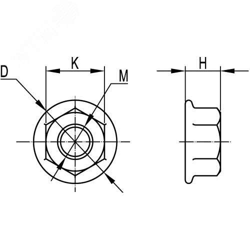 Гайка М8 насечка препятствует откручиванию H DZ