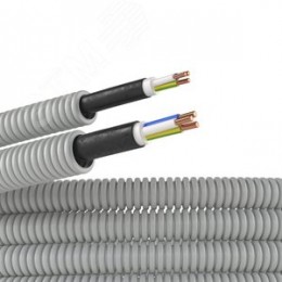 Электротруба ПВХ гибкая гофр. д.16мм, цвет серый, с кабелем ВВГнг(А)-LS 3х1,5мм? РЭК ГОСТ+, 50м