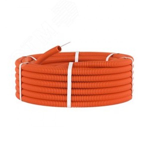 Труба гофрированная ПНД 16мм с протяжкой тяжелая оранжевая 100м