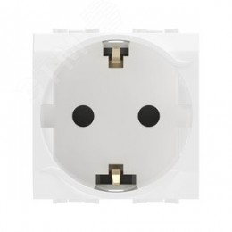 BRAVA Розетка 2 модуля с заземлением со шторками  белая