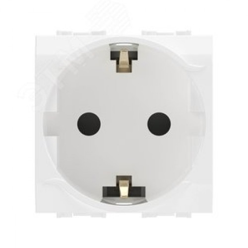 BRAVA Розетка 2 модуля с заземлением со шторками  белая