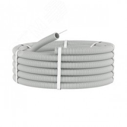 Труба гофрированная ПВХ 16 мм с протяжкой легкая серая (25м)