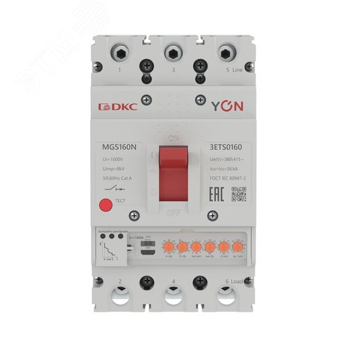 Выключатель автоматический YON max MGS160N 3P 63-160А 36кА с электронным расцепителем ETS