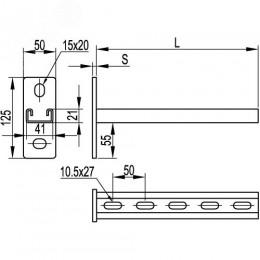 Кронштейн одиночный DBM 300 41х21 мм