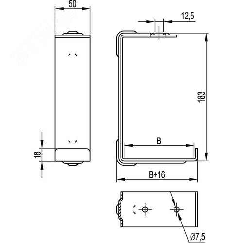 Скоба CS на лоток основание 50 мм